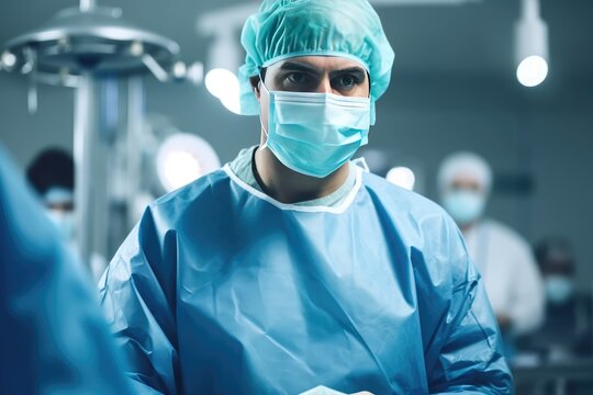 Young surgeon in a well lit operating room