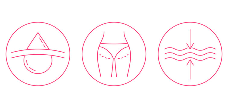 Ant-cellulite massage oil icons in thin line
