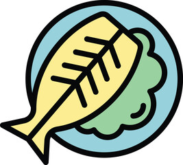 Australian fish icon outline vector. Food chicken. Dish dinner color flat