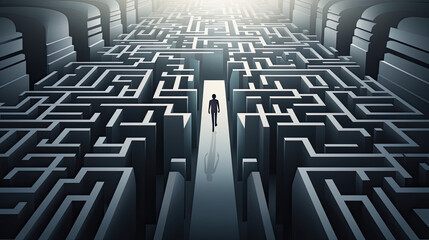 person overlooking a 3d maze with labyrinth