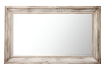 Wooden framed floor mirror on white background.