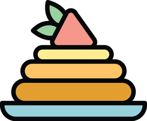 Cream fruit cake icon outline vector. Cuisine food. National breakfast color flat