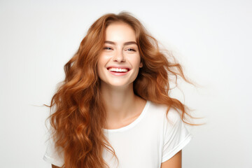 Beautiful Young Happy European Woman On White Background