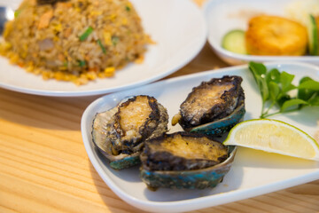 Abalone dish seafood dishes in Chinese restaurant
