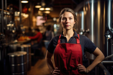 Woman Worker In The Background Brewery