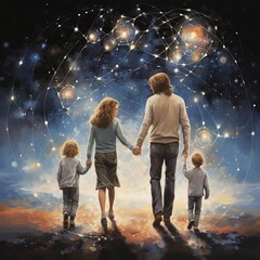 conseil systémique, thérapie familiale, concept, psychothérapie, constellation familiale, ciel celeste, ia générative
