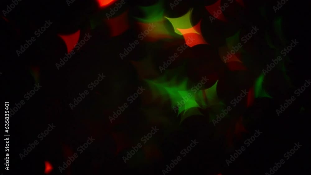 Canvas Prints christmas quadrangular bokeh stars. festive twinkling moving background. green and red defocused bok