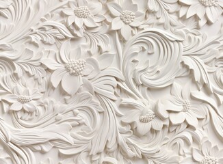 Gypsum patterns of white flowers, gypsum background floral pattern. SEAMLESS PATTERN. SEAMLESS WALLPAPER. Created with Generative AI technology.