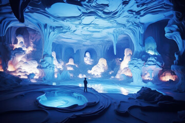 "Luminous Caverns with Animated Legendary Paintings"

