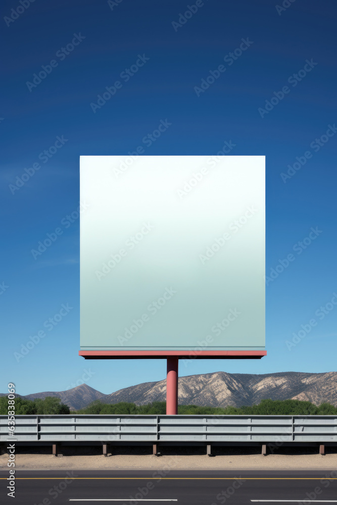 Poster an empty billboard on the side of the road. generative ai image.
