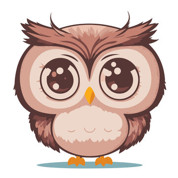 cute brown beige owl isolated  graphics