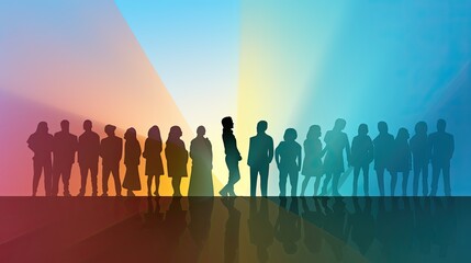 Diversity in Harmony. Silhouette of Multicultural Group Standing Together. Concept of Collaboration, Co-Workers, Business Agreements, and Community Organization