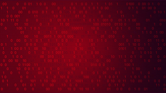 High-Tech Intrigue: Abstract Red Background Infused with Binary Code Numbers. Conceptual Visual Representing Data Breaches, Malware Incidents, Cyber Attacks, and Hacking Threats in the Digital Age.