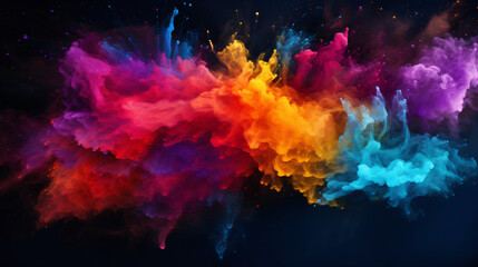 Fototapeta na wymiar Colorful powder explosion on dark background