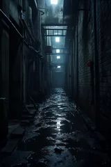 Fotobehang Smal steegje dark abandoned alley in the night