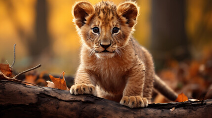 a young lion in the savannah in africa. - Powered by Adobe