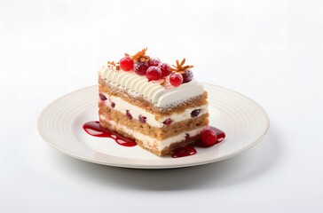 dessert cake with cherries