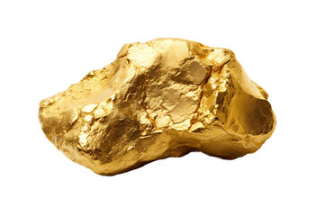 Gold Nugget Isolated on Transparent Background. AI