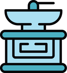 Coffee grinder icon outline vector. Turkish pot. Machine espresso color flat