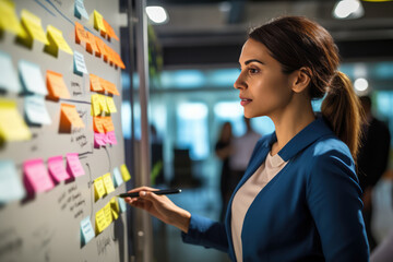 Woman Teaching To Group Of People About Scrum Agile Sticky