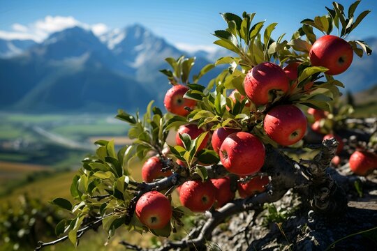 Red apples on a field with beautiful background
