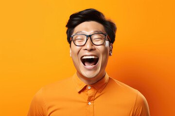 Obraz premium A Man With Glasses And An Orange Shirt