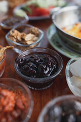 Turkish breakfast. Traditional food with lots of small plates