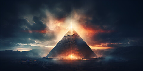 Pyramid in dessert in fantasy style 