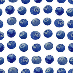 Seamless watercolor pattern with blueberry on background.Hand drawn watercolor illustration.