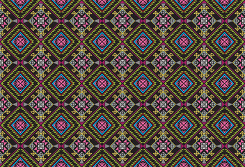 Retro Navajo tribe vector seamless design in various colors. Print of Aztec Fancy Geometric Art. Wallpaper, Fabric Design, Fabric, Paper, Cover, Textile, Weave, and Wrap are all terms that can be used