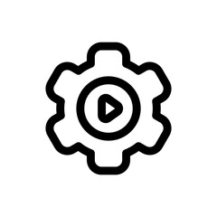 Simple Management icon combined with play button icon. The icon can be used for websites, print templates, presentation templates, illustrations, etc