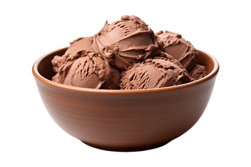 Chocolate Ice Cream in Bowl on Transparent Background . AI