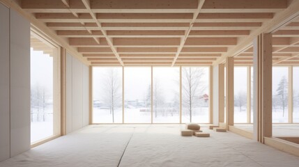 Fototapeta na wymiar Interior view of wooden house 