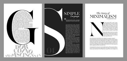 Editable modern minimal drop cap layout design set of templates