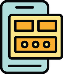 Phone online registration icon outline vector. Computer form. Web page color flat