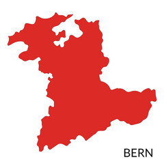 Bern map, Bern map city in red color, Swiss map 