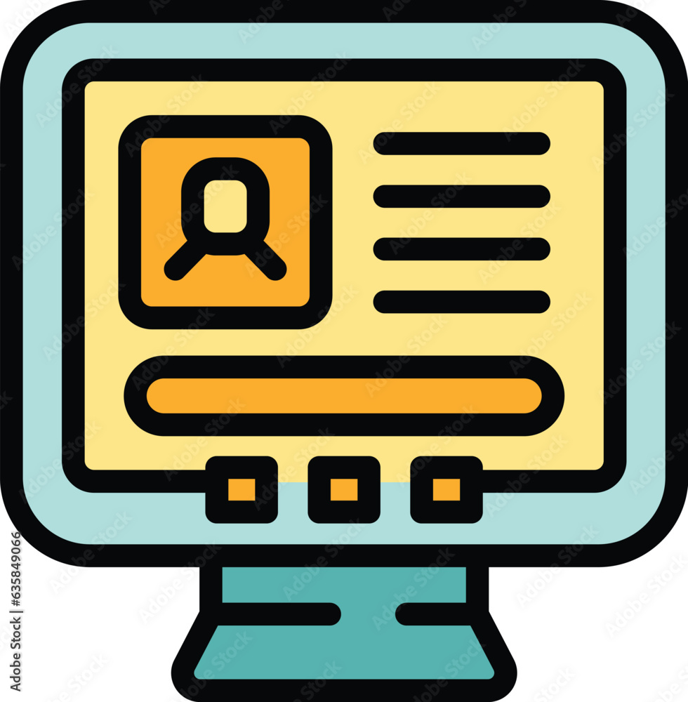 Poster website login icon outline vector. account form. web page color flat
