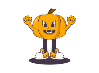 cartoon 90s pumpkin isolated white background
