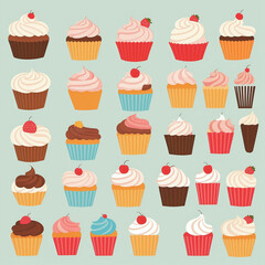 seamless background with cupcakes