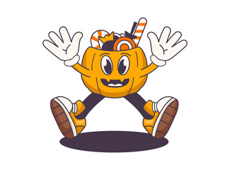 cartoon 90s pumpkin isolated white background