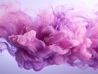 motion of the smoke in water, colorful ink abstraction, pastel purple and pink swiring in, fancy cloud of smoke under water abstract background