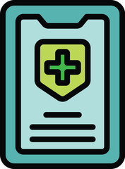 Obraz premium Medical phone login icon outline vector. Account form. Web page color flat