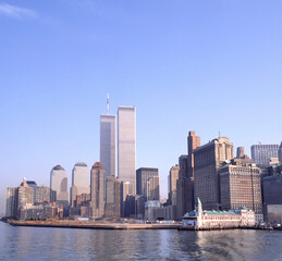 New York City skyline with the old World Trade Center - obrazy, fototapety, plakaty