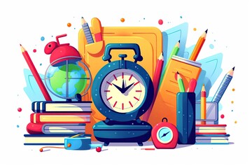 School stuff. Flat illustration. Generative AI
