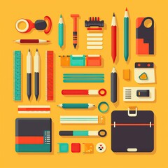 School stuff. Flat illustration. Generative AI