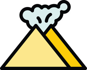Landscape volcano icon outline vector. Lava magma. Vulcano crater color flat