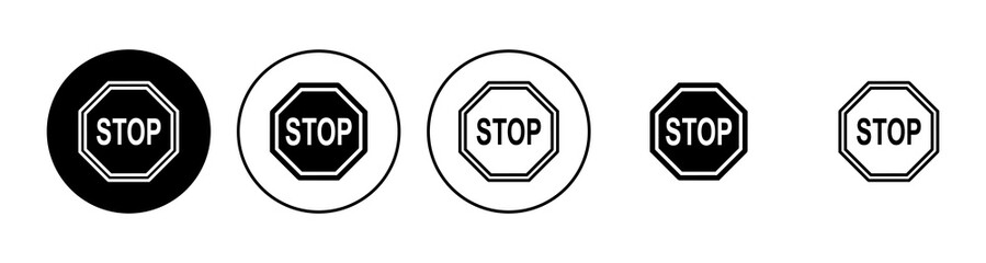 Stop icon set. stop road sign. hand stop icon vector