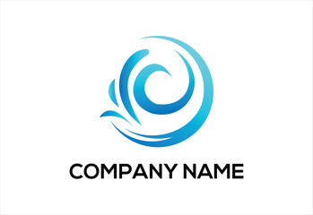 collection of ocean logo with waves and seagulls