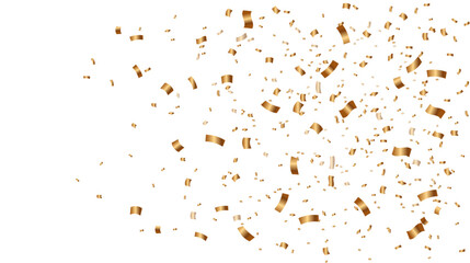 Gold confetti on transparent background. Falling golden confetti celebration element background. Vector illustration
