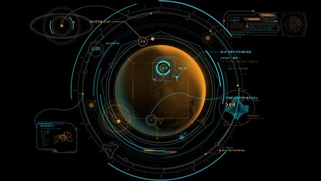 Infographic interface of aliens exploring the planet.